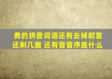 勇的拼音词语还有去掉部首还剩几画 还有音音序是什么